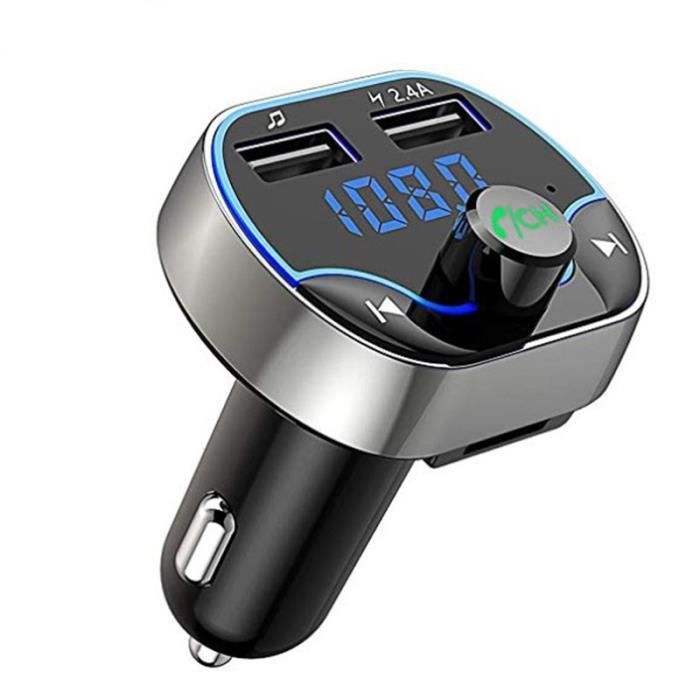 Transmetteur fm Bluetooth,Voiture Chargeur Lecteur MP3, Adaptateur Radio Sans Fil Kit Émetteur