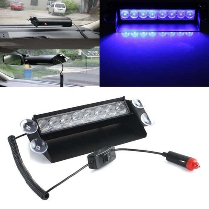 LED Lampe Urgence Stroboscope Gyrophare Bleu 8 Depanneuse Brise Allume Cigare 12v @HTP
