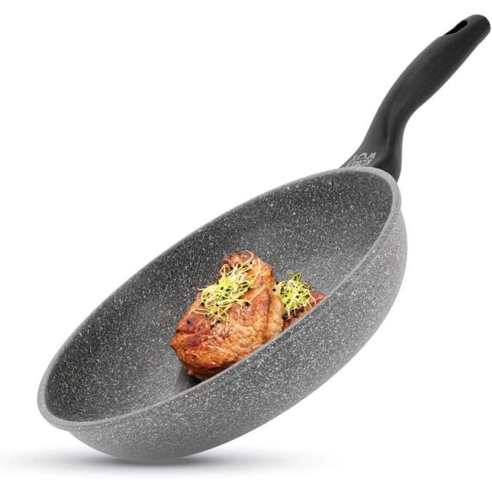 Oursson Poêle en Pierre Granité, 5 Ans Garantie, Anti-adhésive, 26 cm - Tous Feux : Induction et Céramique, Halogène, Gaz, Électriqu