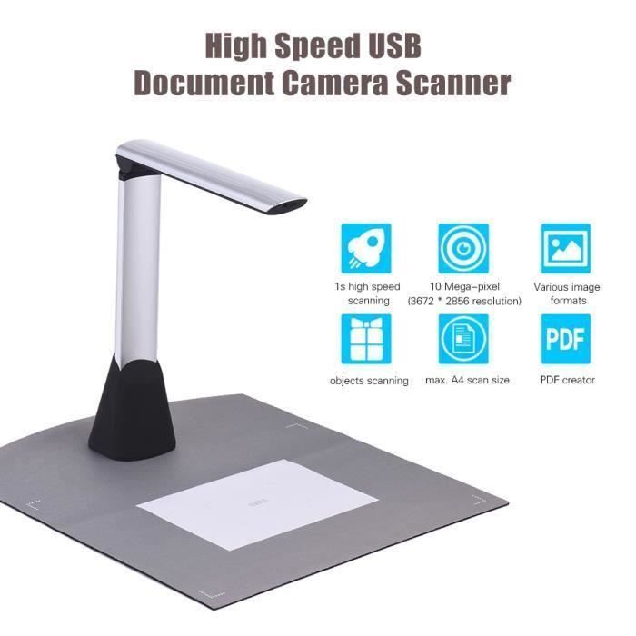 HD (10MP) USB Document Scanner Image Caméra Max. Taille de balayage A4 Haute Vitesse avec Fonction OCR-Lumière LED