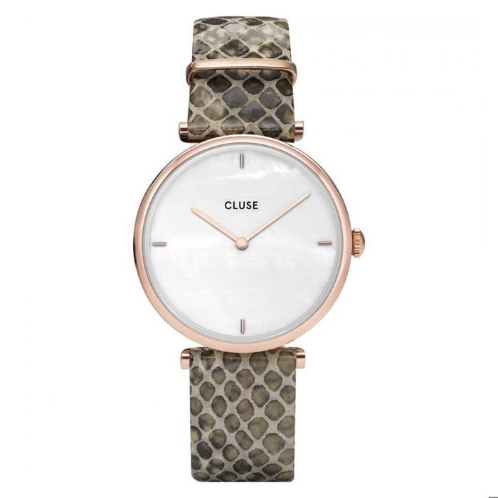 Cluse Triomphe Femme 33mm Bracelet Cuir Boitier Laiton Quartz Montre CL61007