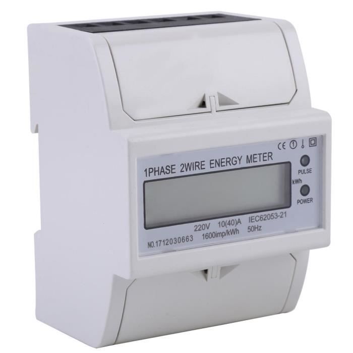 Compteur d'énergie électrique 10V-40A kWh XTM75SA-U 220V LCD Numérique Monophasé 4P sur rail DIN