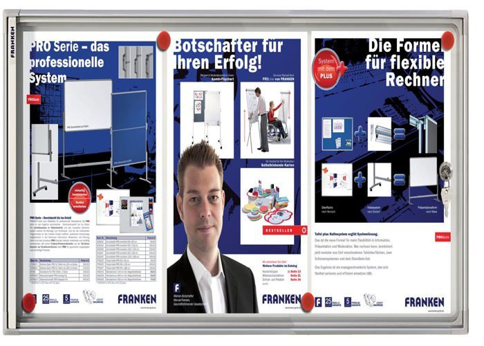 FRANKEN vitrine X-tra!Line, 3 x DIN A4, intérie…