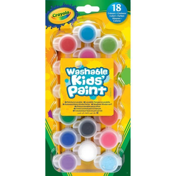 Crayola - 18 Pots de peinture lavable - Peinture et accessoires