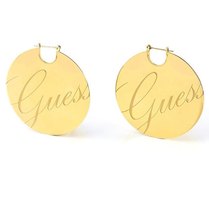 Boucled’oreille Devinez or liquide en acier inoxydable plaqué UBE79139 logo rond plans plats