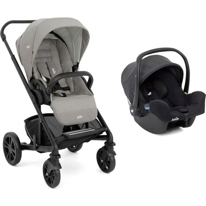 JOIE Chrome 2en1 - Poussette compacte pliable avec siège auto I-SNUG - Gris Coal