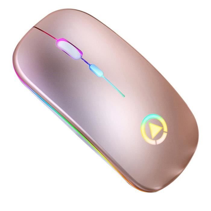 Souris sans fil A2 Souris rechargeable Silent Mute Ultra-mince pour ordinateur portable, or rose