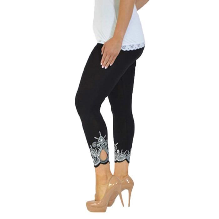 Femmes Sport Workout Yoga Imprimer Mid la taille en cours de remise en forme Pantalon Legging élastique Noir