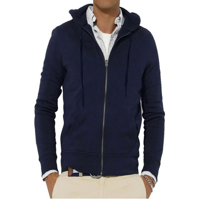 Sweet zippé à capuche Homme Marine
