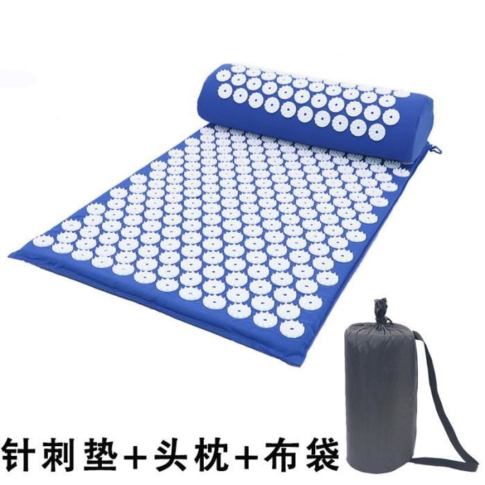 Kit D'Acupression Tapis Coussin De Massage Pour Yoga Traitement Des Douleurs Tensions - Bleu