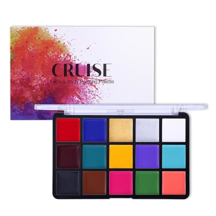 15 Couleurs fard gras Non Toxique Soluble à eau Bodypaint Pigments Art Maquillage Peinture avec Brosse