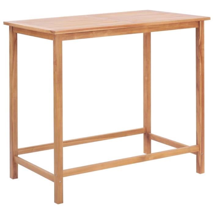 Table de bar style contemporain Mange-Debout d'extérieur 120x65x110 cm Teck solide