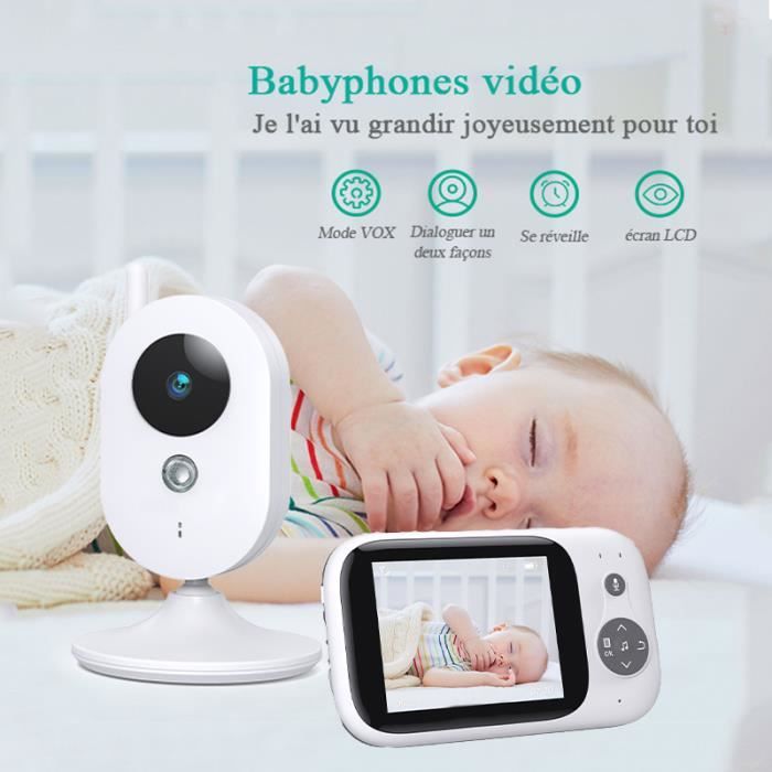 RANOGO babyphone, Écran LCD de 3,2'' et Babyphone Camera de 930 mAh, avec VOX, Vision Nocturne, Communication bidirectionnelle