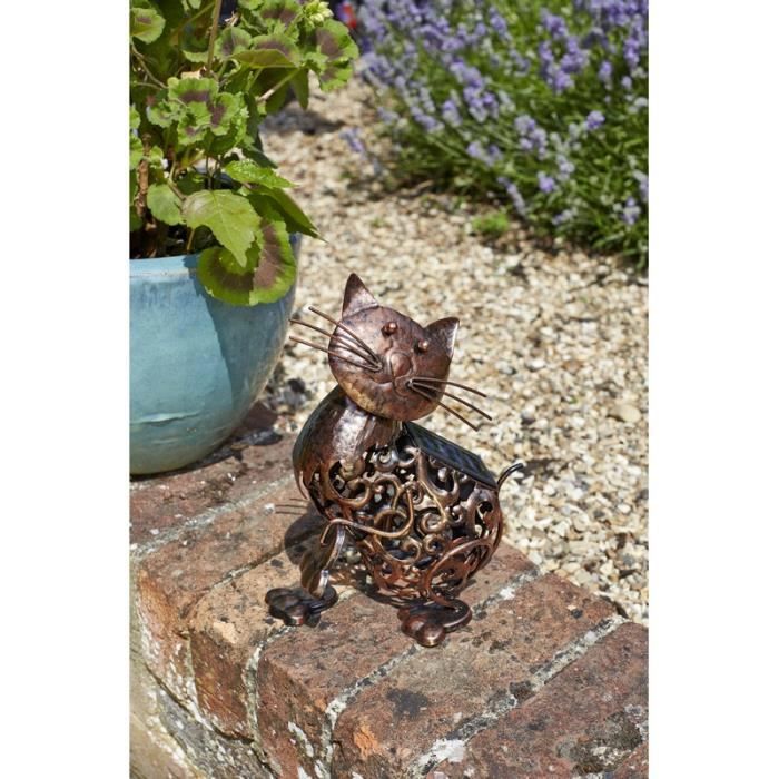 Chat solaire metal lumineux