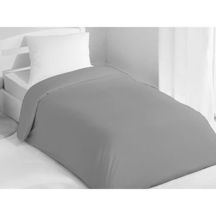 Housse de couette 140x200 cm coton uni gris