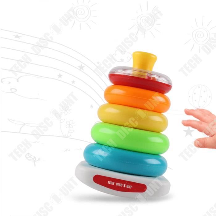 TD® Jouets éducatifs pour bébés de 0 à 3 ans Rainbow Ring Jenga Tumbler Toy Apprenez la forme, la couleur, la taille