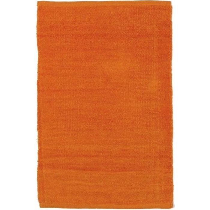 CHENILLE - Tapis en coton extra-doux orange 85x55