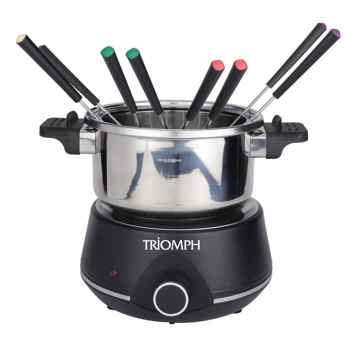 Fondue électrique en acier inoxydable, 2 litres, 8 personnes, 1400W + 8 fourchettes
