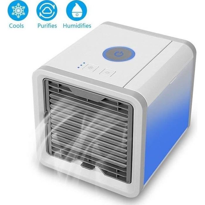 Mini Climatiseur Mobile - Ventilateur USB & Rafraichisseur d'air 3 en 1 Multifonction Humidificateur et Purificateur