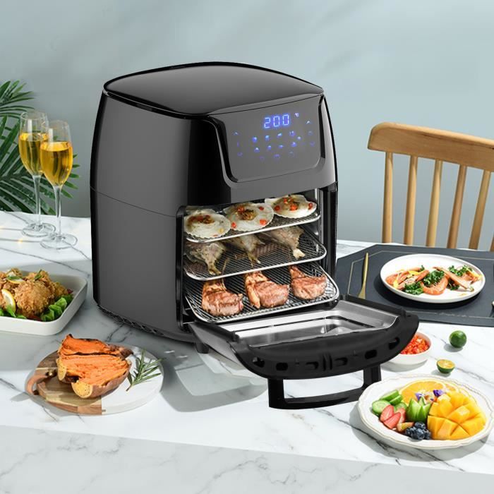12L Friteuse sans Huile Mini-four Friteuse Électrique à Air Chaud Multifonction avec Ecran Tactile LCD 1800W VINTEKY®