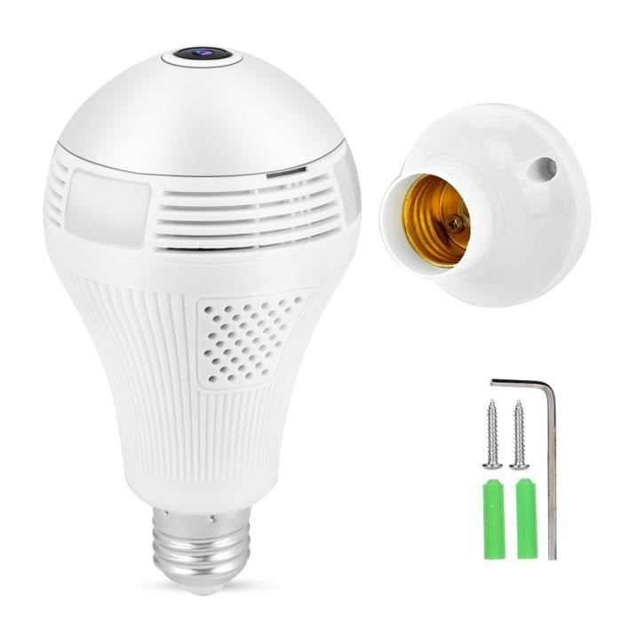 Camera ampoule WiFi espion HD panoramique 360° 960P 1.3MP HD