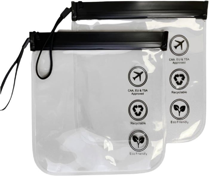 MOCOCITO Trousse De Toilette Transparente 8 Bouteilles Vide De Voyage Pour Liquides (Max.100ml) Sac Scellé Refermables(20x20cm) | Kit De Voyage Pour L'Avion, Sac Cosmétique Pour Hommes Et Femmes