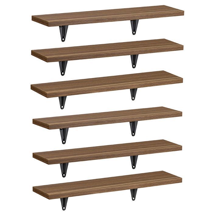 Etagères murales - Maclean - MC-331 - 6 pcs - 8kg max - MDF noyer - 430x114mm