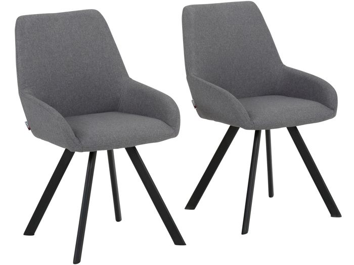 Sandra Lot de 2 chaises de salle à manger rembourrées en tissu gris Sandra Lot de 2 chaises de salle à manger rembourrées en tissu gris