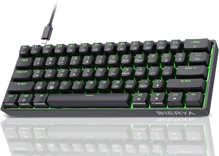 Clavier Gamer Mécanique 60% Câblé avec Interrupteur RougeDK61se Clavier Gaming Rétroéclairage Bleu GlacierType-c Mechanical