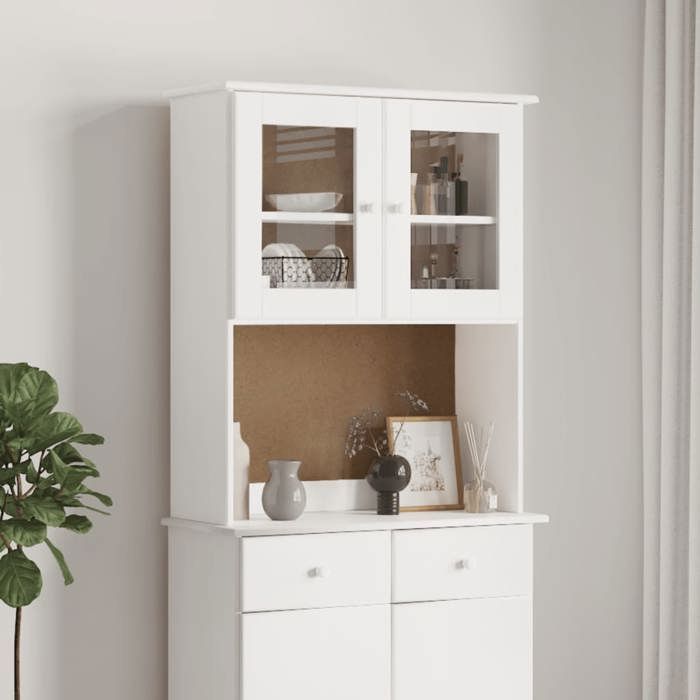 SALE 2025Meuble bas bahut vaisselier - Dessus de commode ALTA blanc 77x30x92 cm - Bois massif de pin1548 Kg 2835