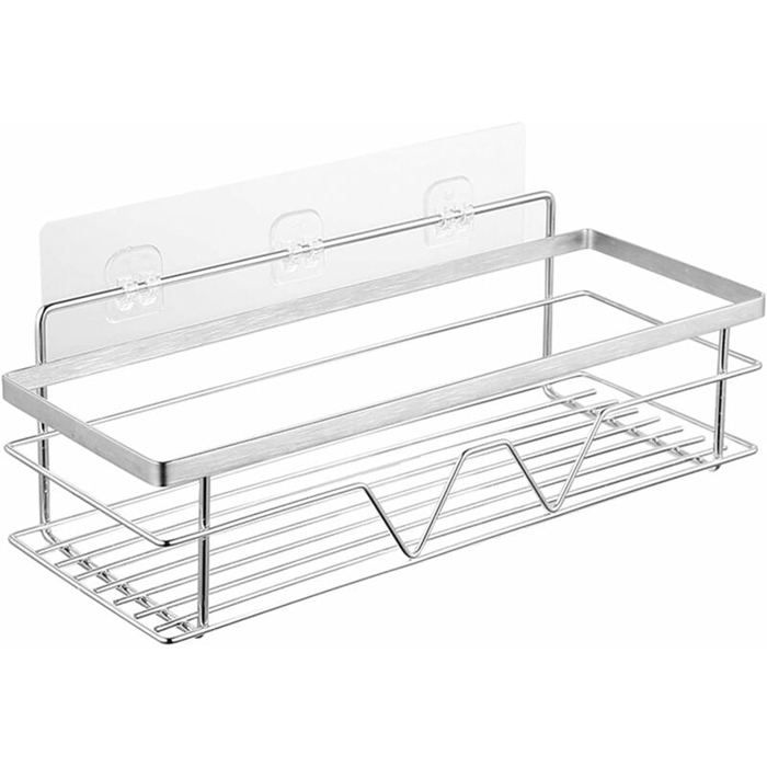 DAKEPOLE Étagère De Douche Réglable 137-317cm - 4 Paniers Acier Inoxydable Sans Perçage, Noir/Argent