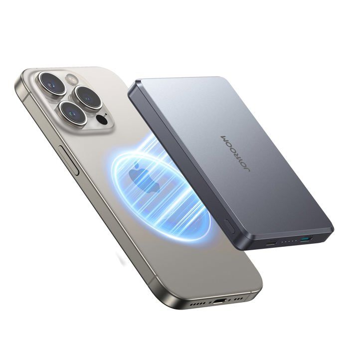 Mini Power Bank Magnétique 10000mAh Recharge Sans Fil - Gris