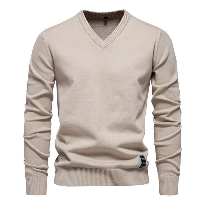 Classic Pull-over Col Rond Manches Longues Pour Hommes En Tricot Vert O 4612406