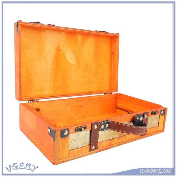 Boîte de rangement de décoration portable en bois vintage de