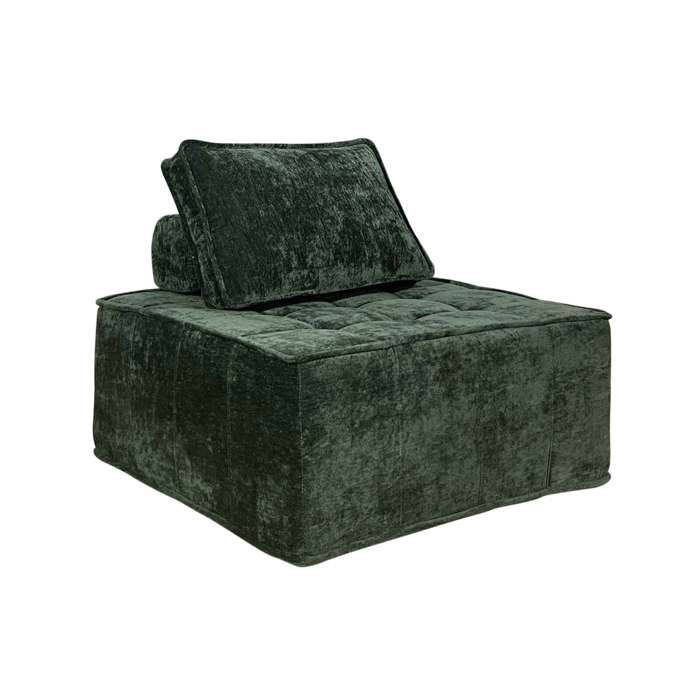 Fauteuil en tissu pour canapé modulable avec coussin vert Tiby Oviala