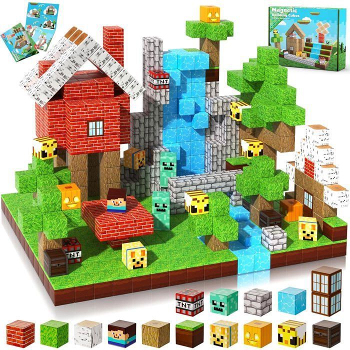 Construction magnetique Enfant - Blocs magnétiques 100 Pcs - Cube magnétique - Jouet créatif Montessori pour Enfants