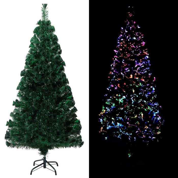 Sapin De Noël Artificiel 125 Cm Avec 150 LED - 9 Modes Lumières, Base Ciment, Facile à Monter - 2