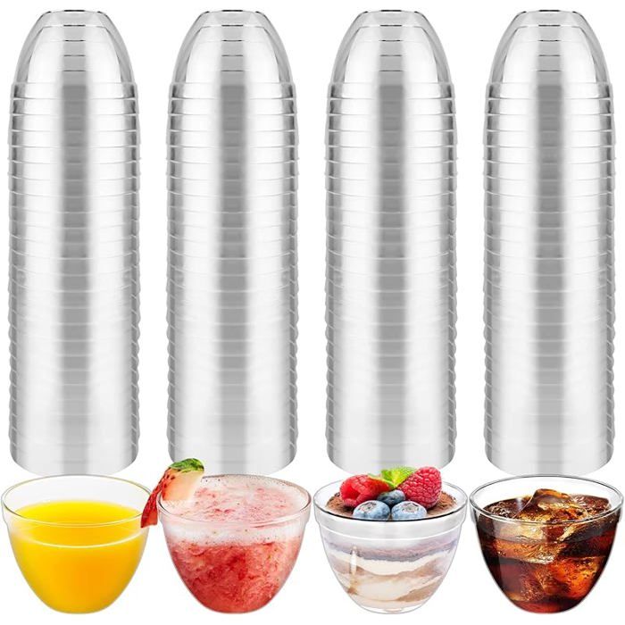 100 Pièces Verrines Plastique Gobelets Plastique Réutilisables Verre à Shot Transparent pour Mojito VERRE A EAU AVEC OU SANS PIED