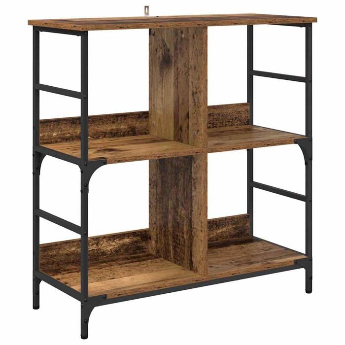 Bibliothèque en bois dingénierie - vidaXL - 78.5x33x82 cm - Bois ancien - 4 étagères - Pieds en métal