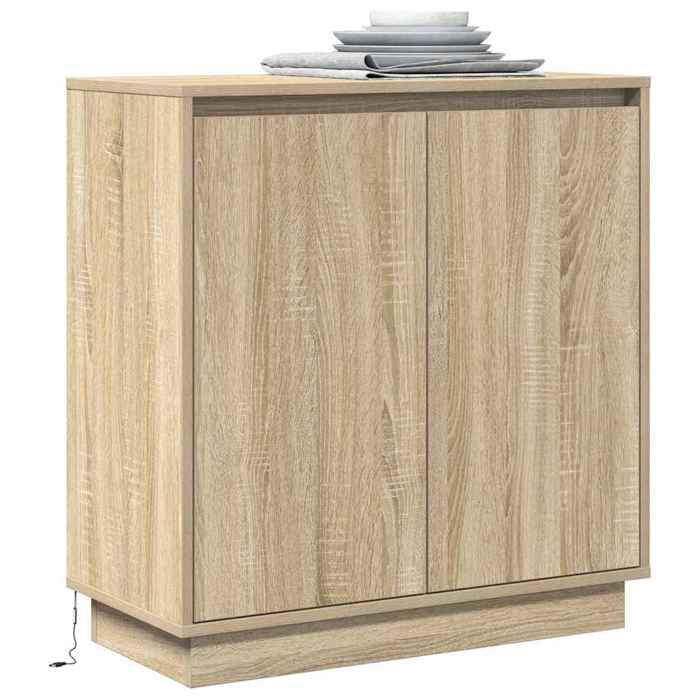 Buffet bas MVS - multi-rangement - Meuble sur pied - avec lumières LED - Chêne Sonoma 71x345x75cm Bois dingénierie &26_1278379