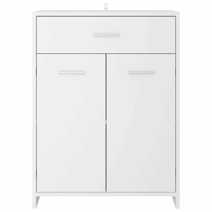 Soldes Printemps Armoire de salle de bain - SOLOMOON - Meuble wc - blanc 60x33x80 cm bois d’ingénierie SSS1878
