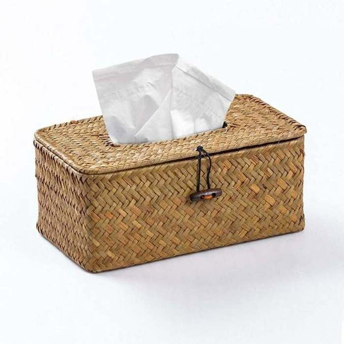 Boîte mouchoirs bambou – naturel distributeur rotin 17x13x8 cm