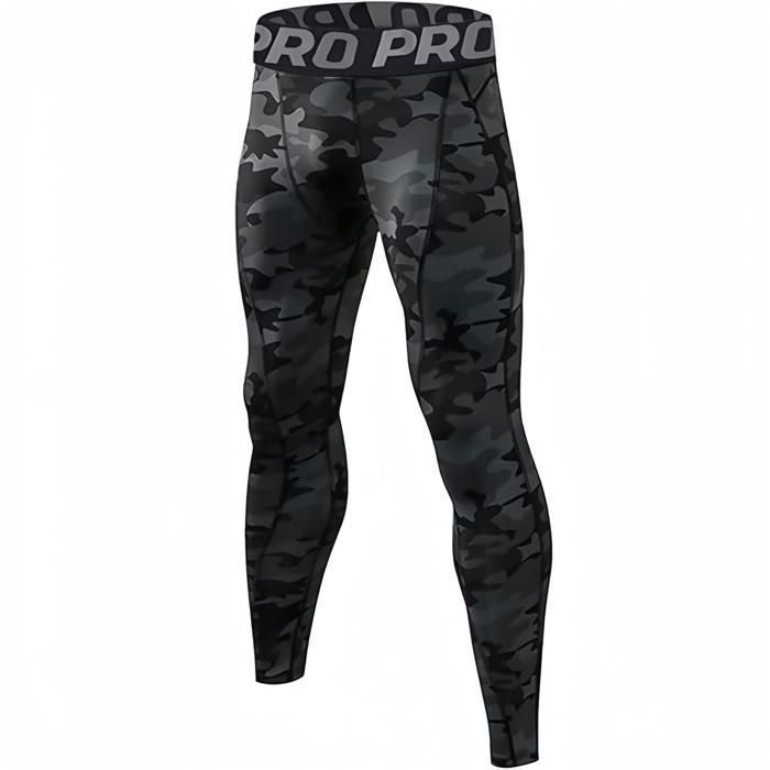 Pantalon de compression sport - BEARWIN - Motif camouflage noir convient aux personnes pesant jusquà 68kg respirants séchage rapide