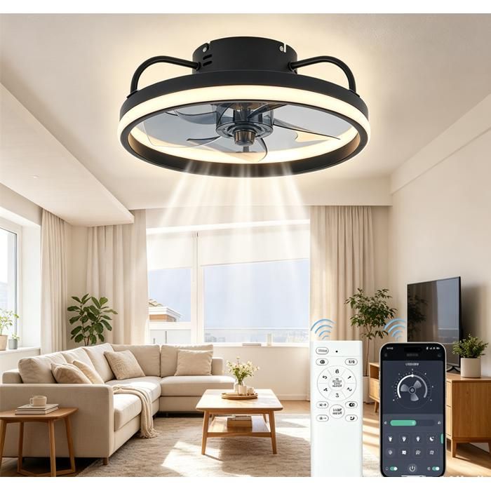 Ventilateur Plafond avec Lumiere - Dimmable Silencieux 6 Vitesses Minuterie avec télécommande pour Cuisine Chambre Salon