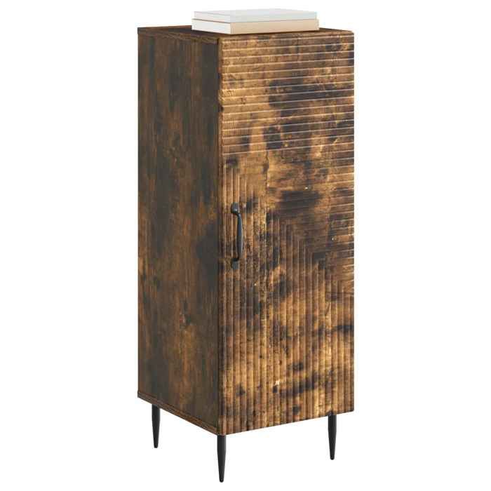 Buffet - vidaXL - meuble salle à manger - bois dingénierie - chêne fumé - 33 x 34 5 x 89 5 cm - 1 porte{drc46m}
