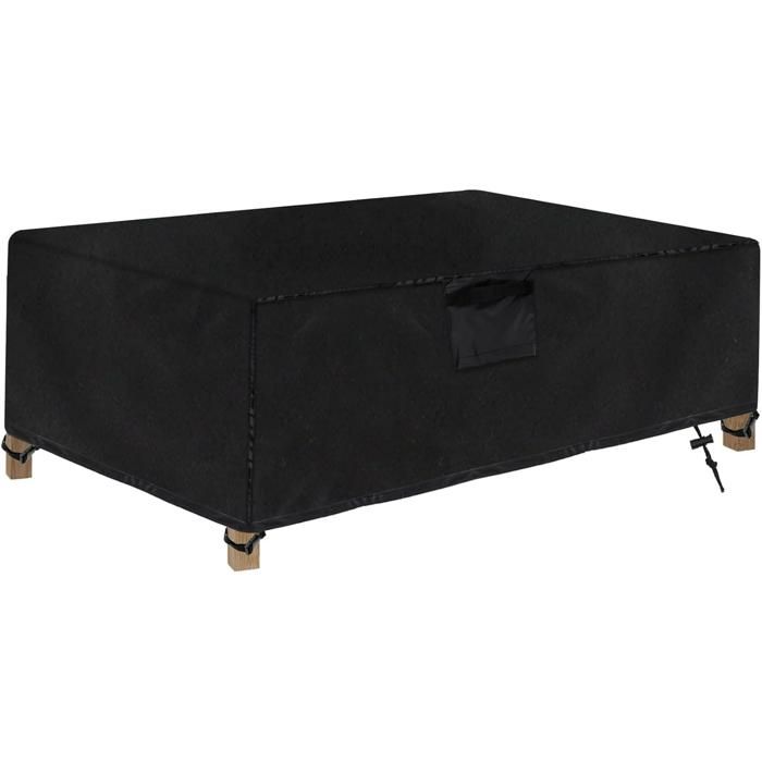 Housse pour table basse de jardin 107 x 61 x 46 cm imperméable coupe-vent avec aérations tissu Oxford noir