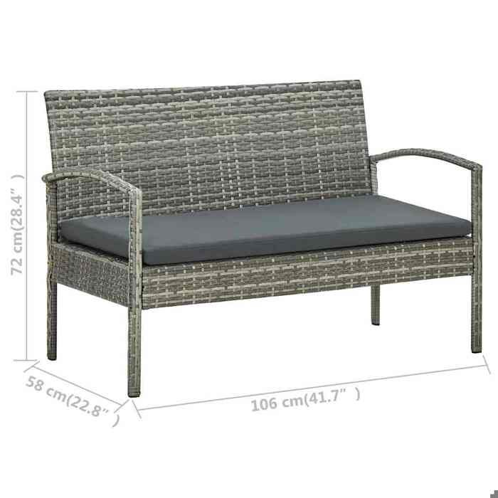 Neuf& 4561 Gris Mobilier de patio arrière-cour - vidaXL - CHIC Salon de jardin - 4 pcs - avec coussins résine tressée gris29 kg