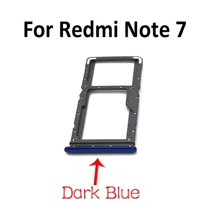Tiroir Support Carte SIM Double + MicroSD Pour Xiaomi Redmi Note 7 - Bleu + Outil - Neuf