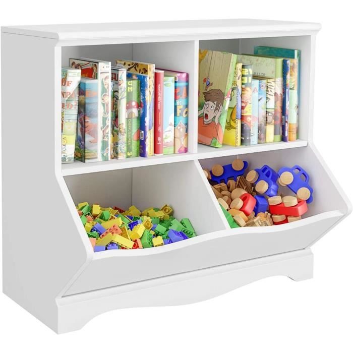 Relaxdays Étagère livre enfant, meuble rangement jouet av. 5 compartiments,  salon&chambre d'enfants, 152x80x40 cm, blanc