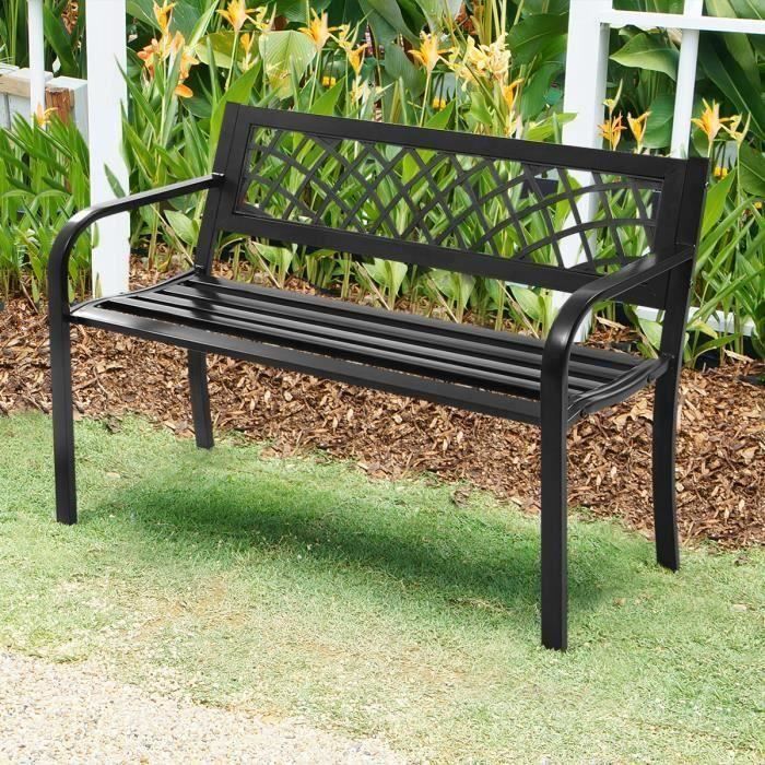 Costway Banc De Jardin 2 3 Places Style Contemporain Banquette De Jardin Exterieure En Acier Fonte Exterieur Noir 116x50x75cm Achat Vente Banc D Exterieur Banc De Jardin Terrasse Sty Cdiscount